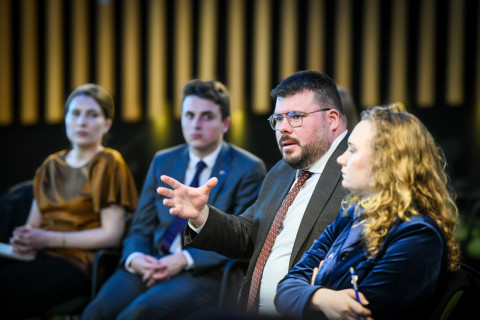 MATA students engage in a policy discussion during their 2025 visit to the Microsoft Innovation Hub Brussels.