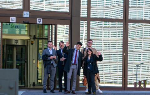 MATA Students in the EU neighbourhood in Brussels on their way to the Council of the EU, February 2026.