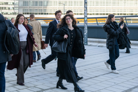 MATA Students in the EU neighbourhood in Brussels on their way to the Council of the EU, February 2026.